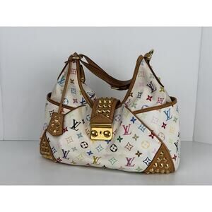 Louis Vuitton Monogram Multicolore Chrissie MM Shoulder Bag White Canvas 2010 D8